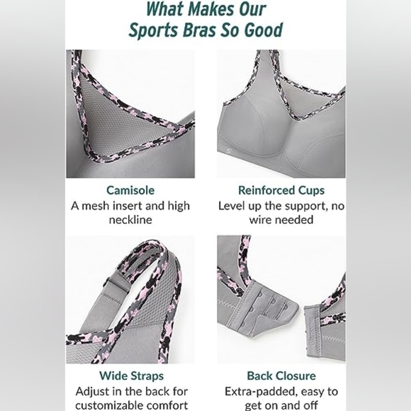 NWOT Glamorise No-Bounce Camisole Sports Bra 36D - Picture 10 of 11